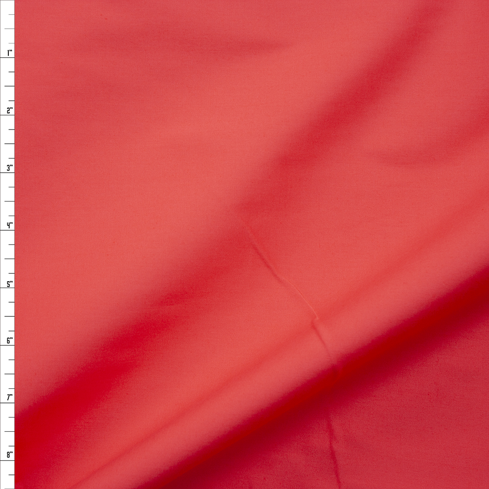Bright Coral Stretch Cotton Broadcloth Fabric By The Yard