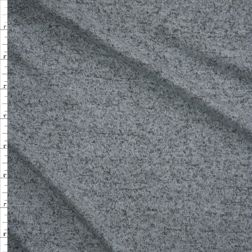 Teal Grey Heather Brushed Stretch Sweater Knit Fabric By The Yard
