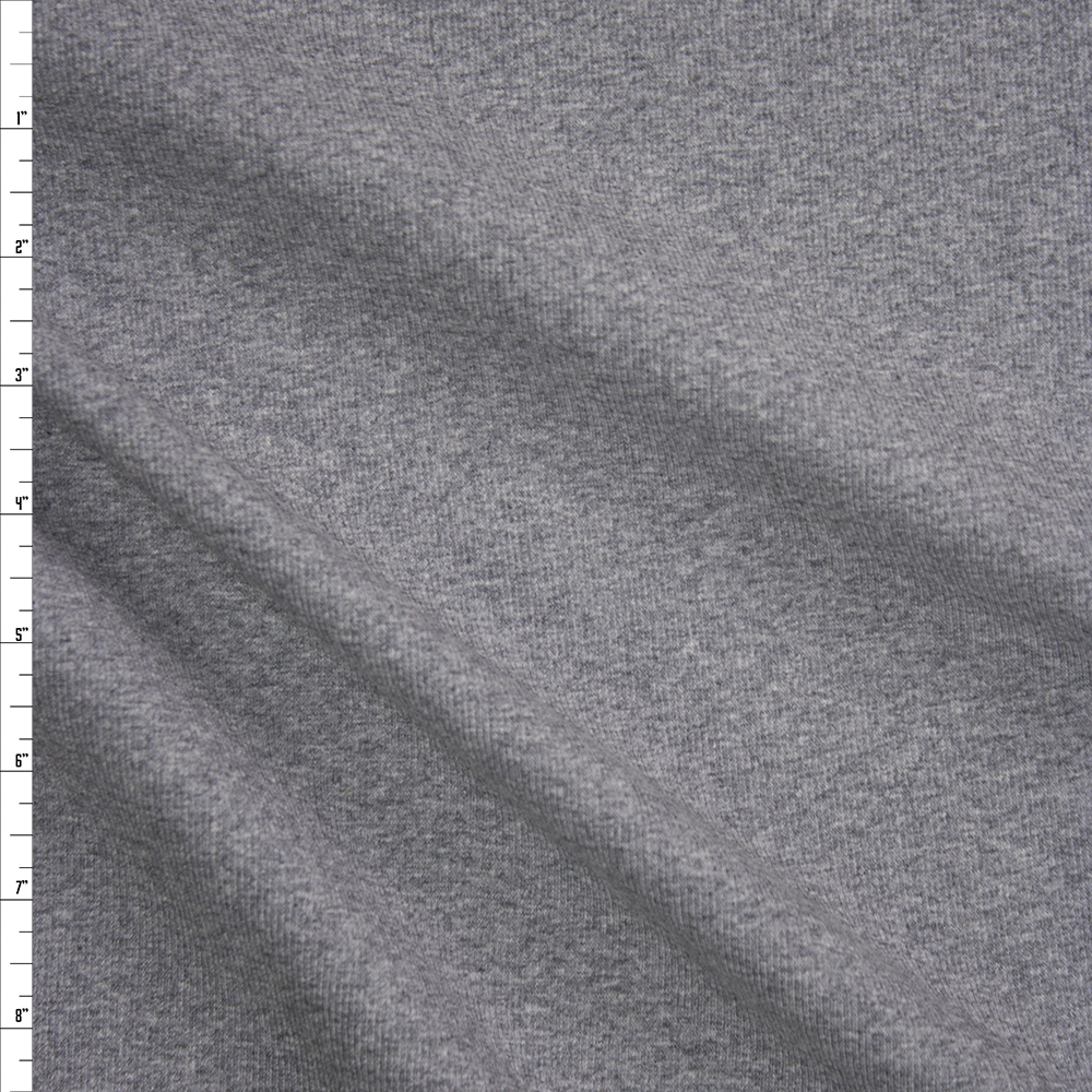 Heather Grey Midweight Mini Rib Knit Fabric By The Yard