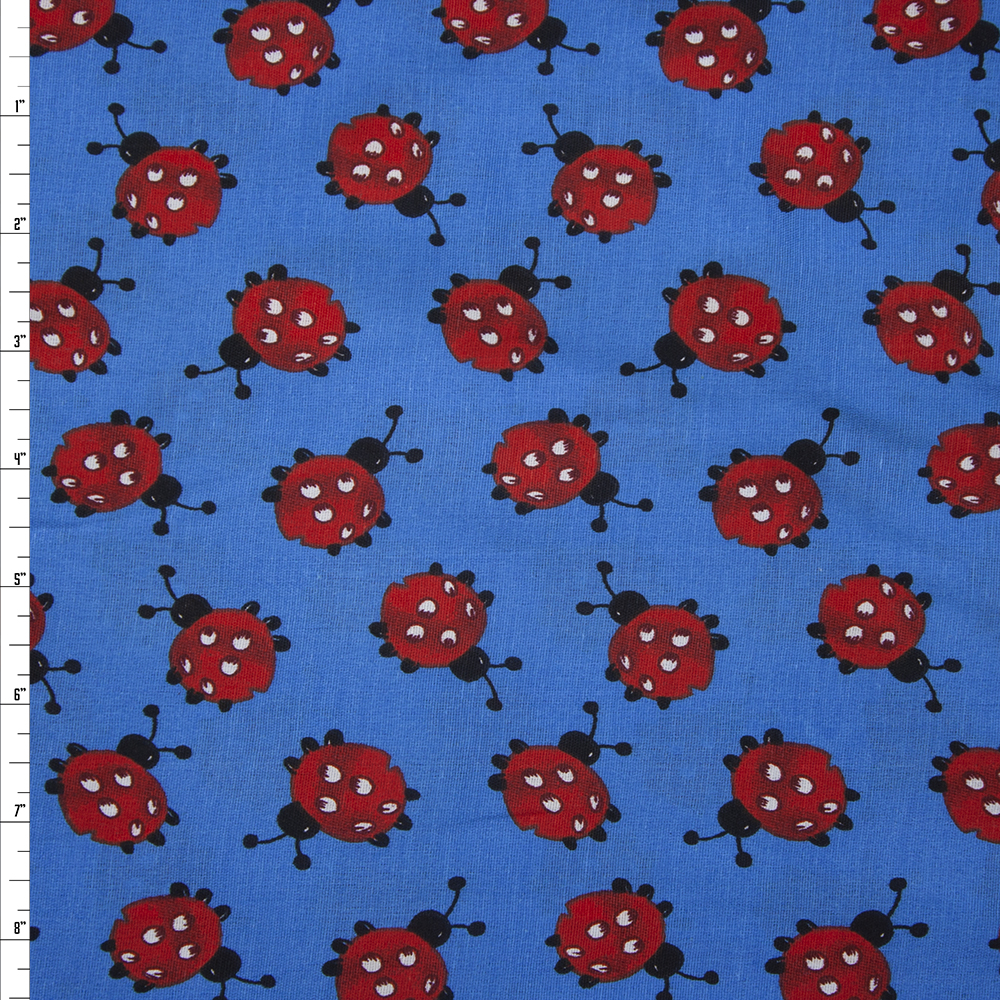 Ladybugs on Blue Quilter’s Cotton Fabric By The Yard