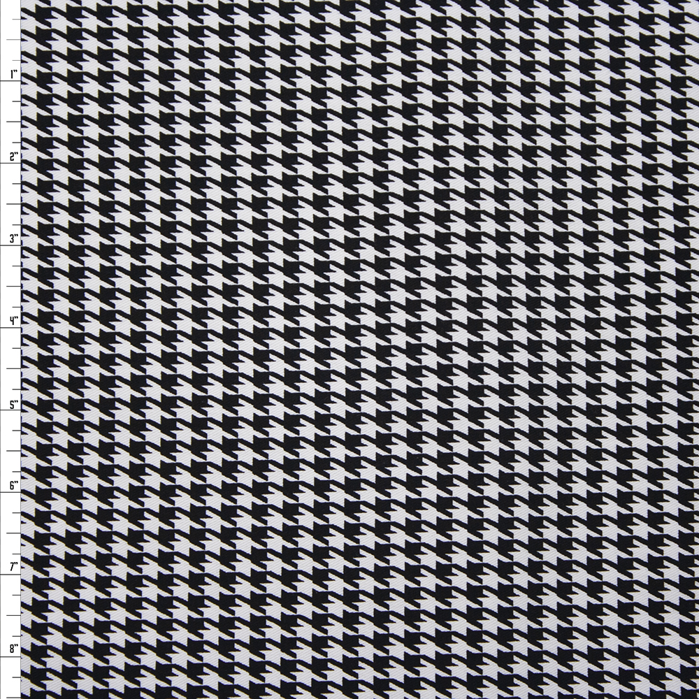 Black and White Houndstooth Brushed Twill Fabric By The Yard