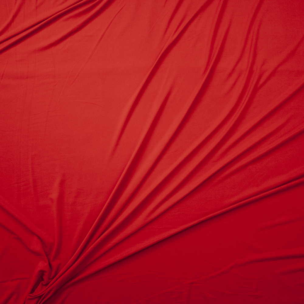Red Orange Double Brushed Poly/Spandex Knit Fabric By The Yard - Wide shot
