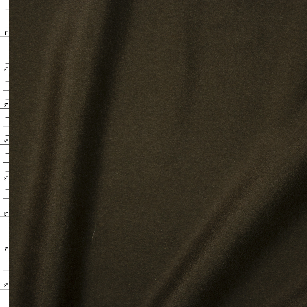 Dark Olive Green Designer Wool Melton Fabric By The Yard