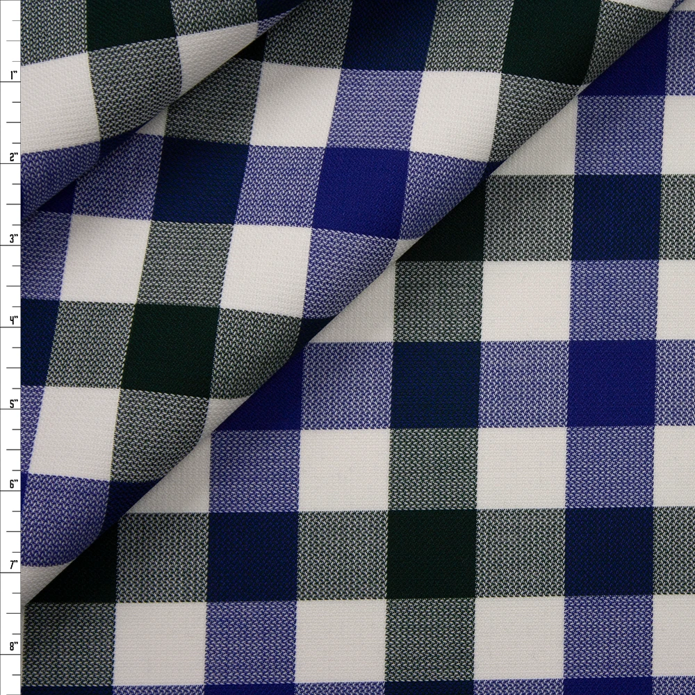 Royal, Emerald, and Ivory Plaid Wool from Calvin Klein Fabric By The Yard