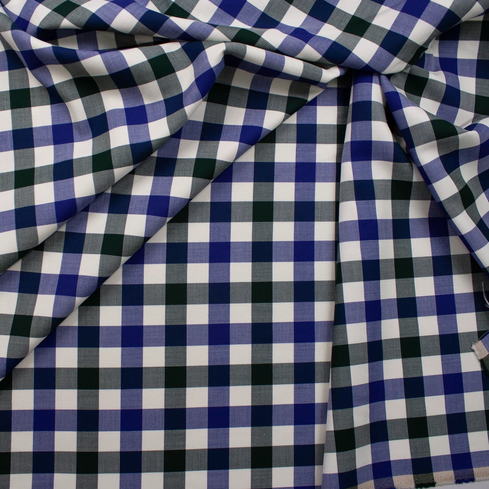 Royal, Emerald, and Ivory Plaid Wool from Calvin Klein Fabric By The Yard - Wide shot