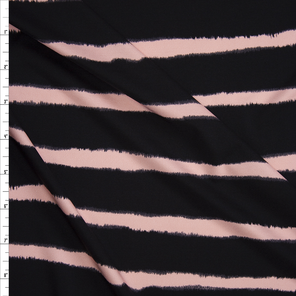 Blush and Black Horizontal Stripe Designer Nylon/Spandex from Manhattan Beachwear Fabric By The Yard