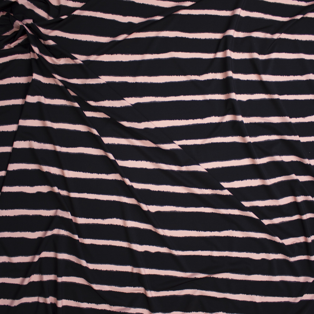 Blush and Black Horizontal Stripe Designer Nylon/Spandex from Manhattan Beachwear Fabric By The Yard - Wide shot