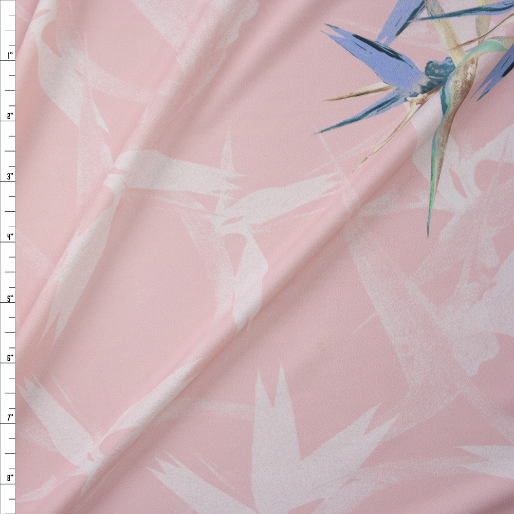 Pale Pink Floral Designer Nylon/Spandex from Manhattan Beachwear Fabric By The Yard