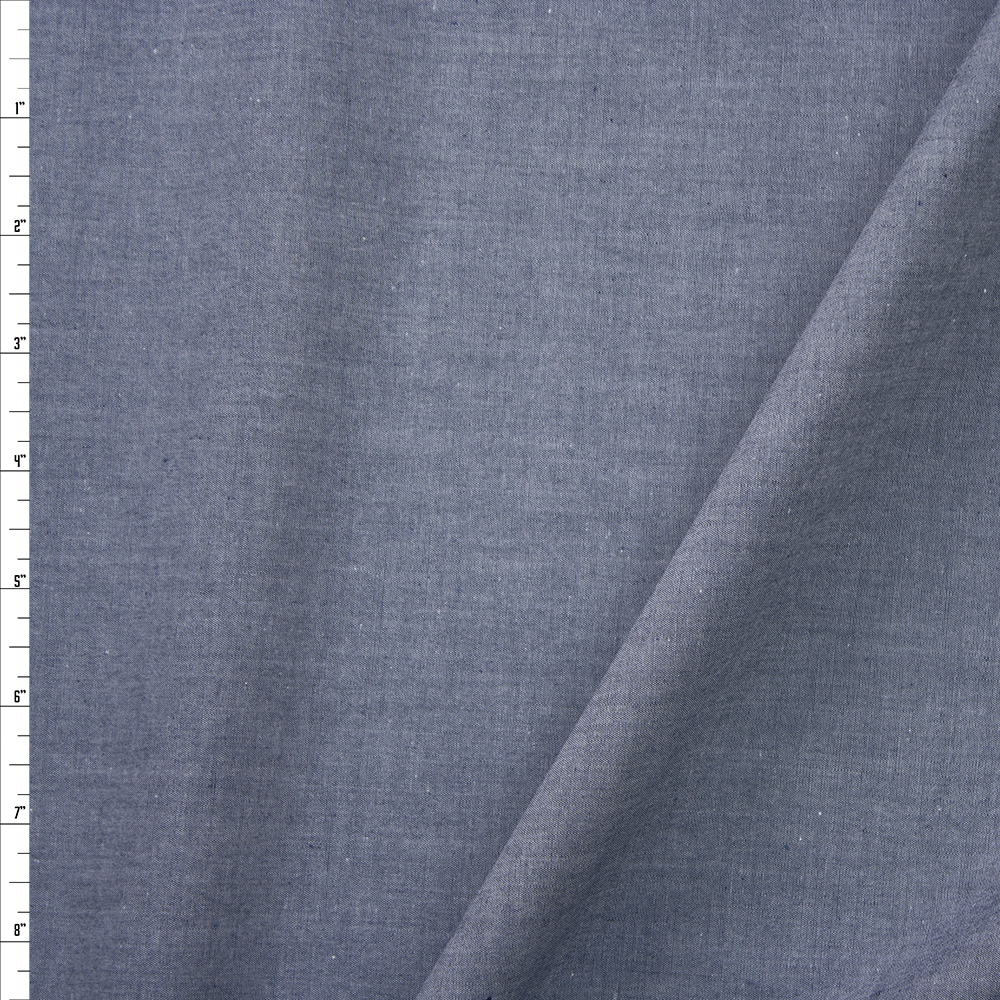 Medium Slate Blue Tissue Weight Chambray Fabric By The Yard