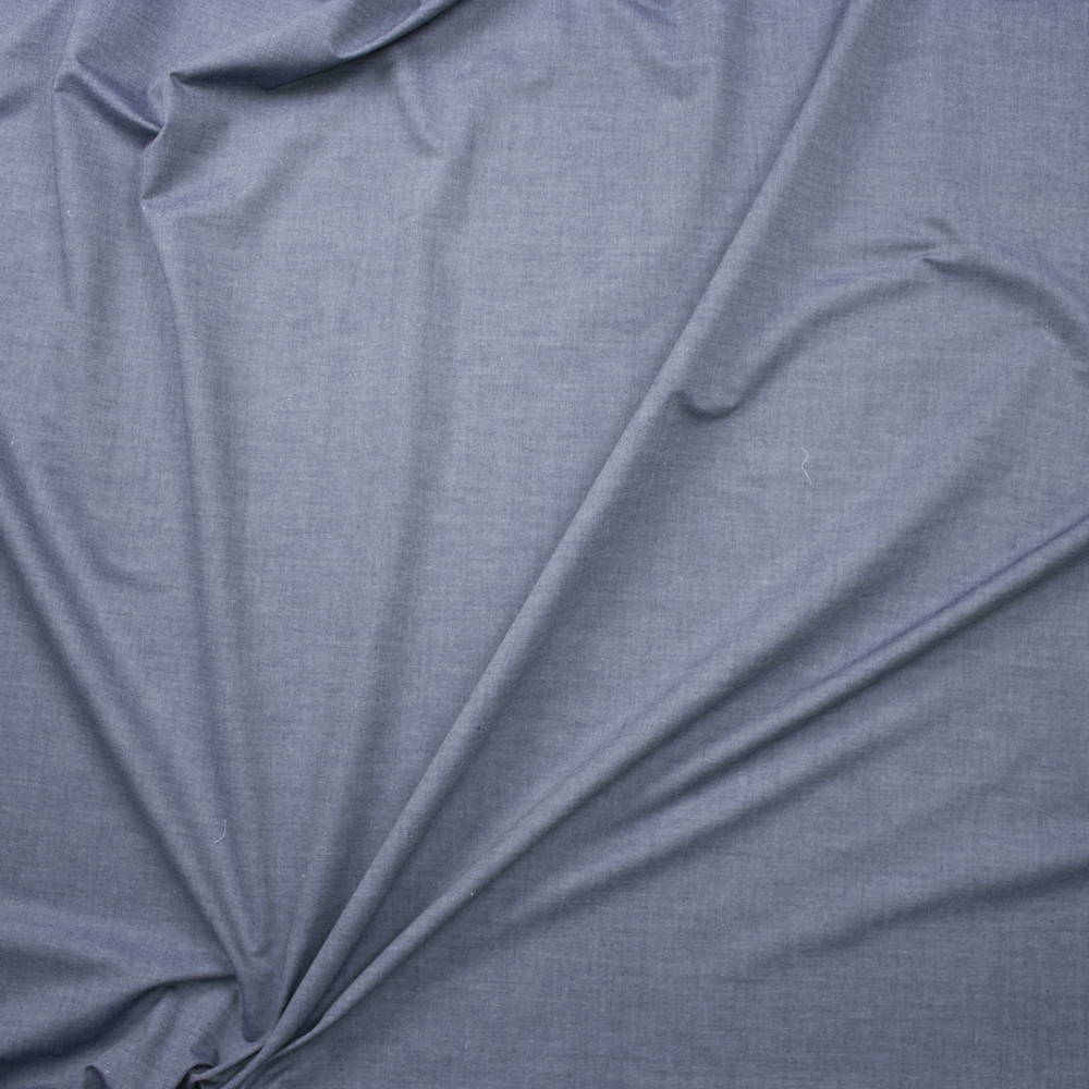 Medium Slate Blue Tissue Weight Chambray Fabric By The Yard - Wide shot