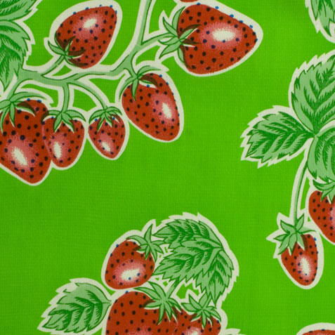 "Forever" Strawberry Green Oilcloth