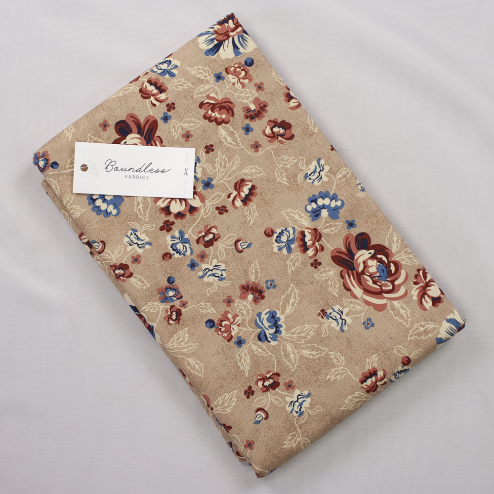 Boundless Quilter’s Cotton Main Floral Beige (Bargain 4y Cut) Fabric By The Yard