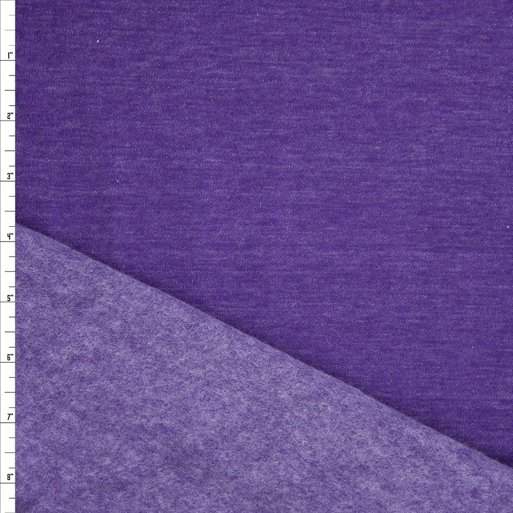 Purple Heather Poly/Cotton Sweatshirt Fleece Fabric By The Yard