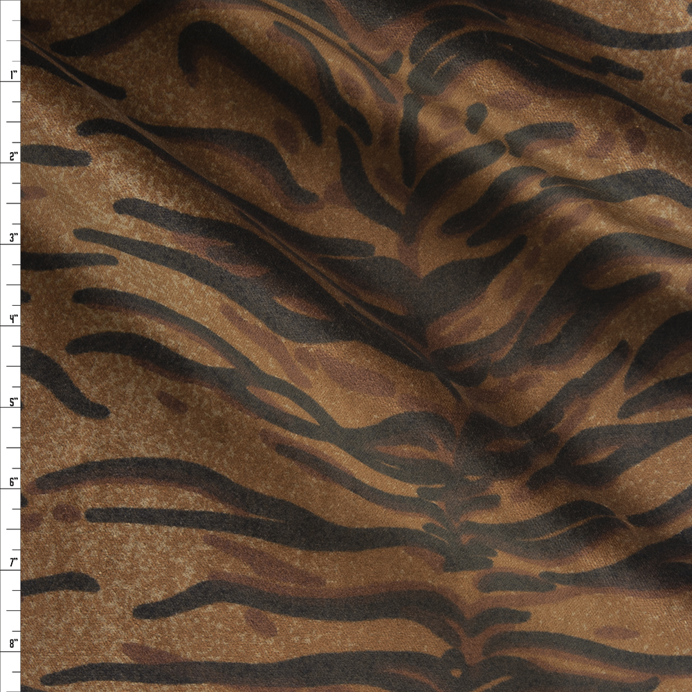 Tiger Print Cotton Velvet Fabric By The Yard