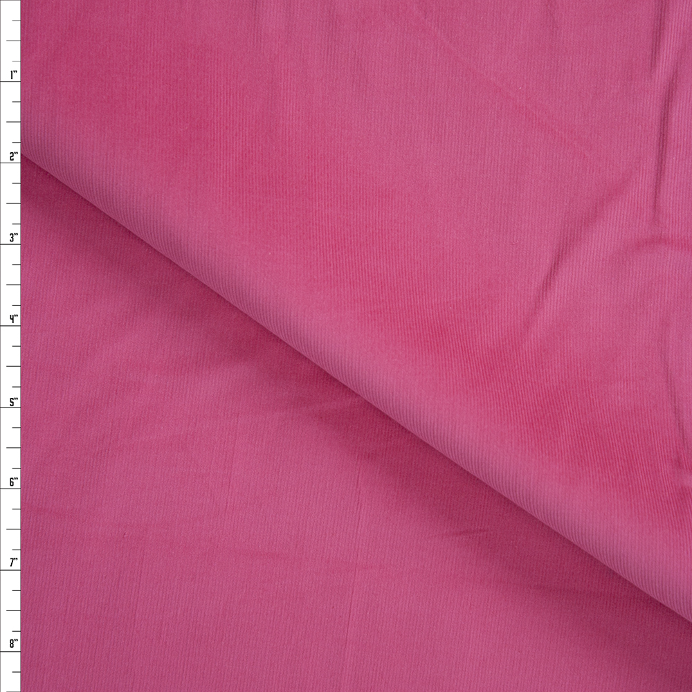 Bright Pink Baby Wale Corduroy Fabric By The Yard