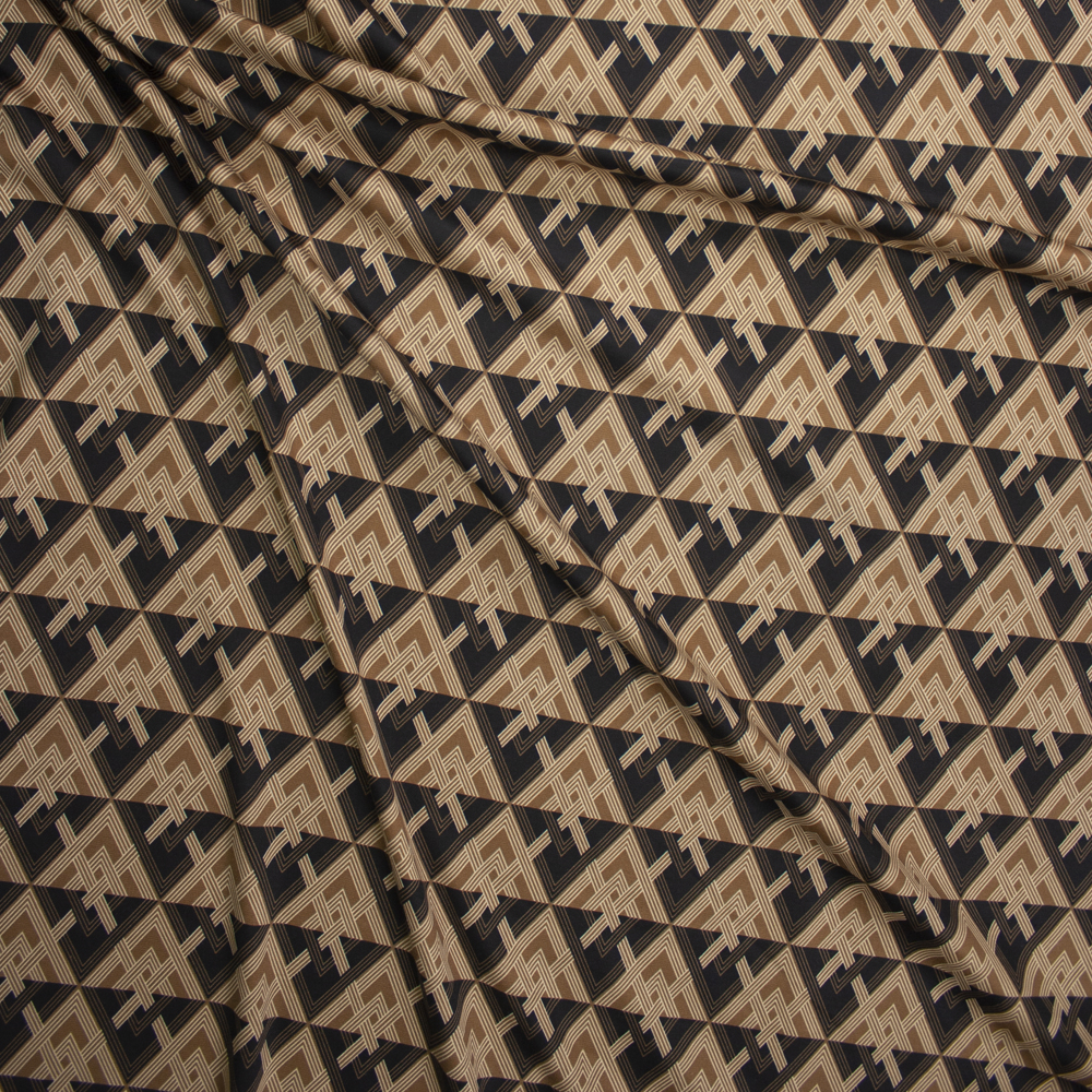 Black and Tan Diamond Pattern Ponte De Roma Fabric By The Yard - Wide shot