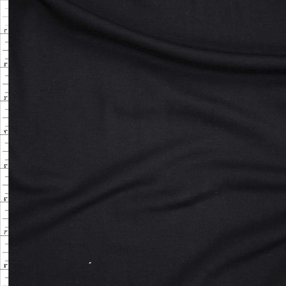 Black Lightweight Stretch Sweatshirt Fleece Fabric By The Yard