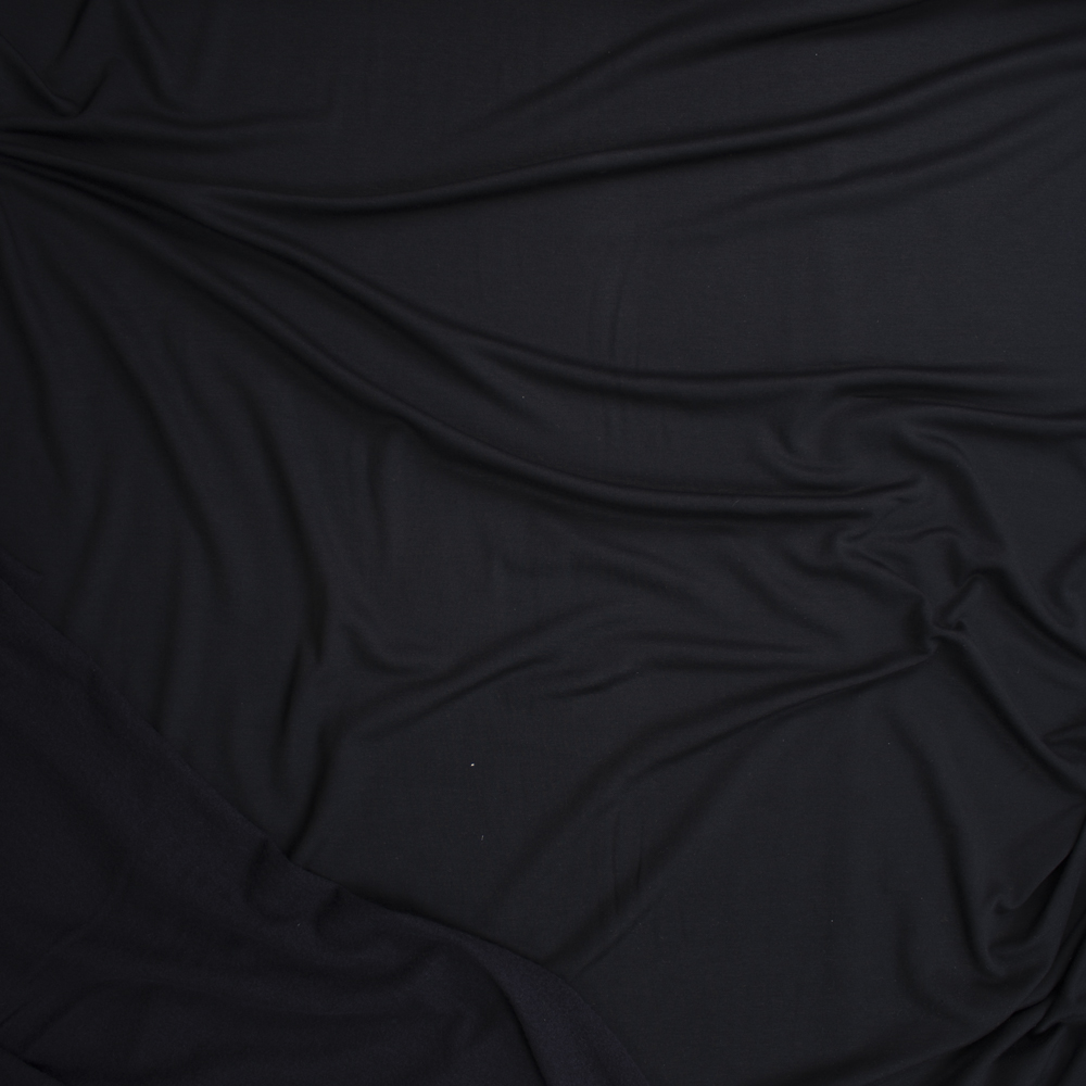 Black Lightweight Stretch Sweatshirt Fleece Fabric By The Yard - Wide shot