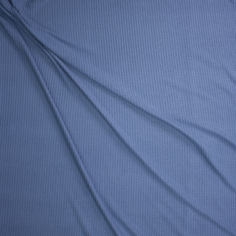 Sky Blue Brushed Soft Waffle Knit Fabric By The Yard - Wide shot