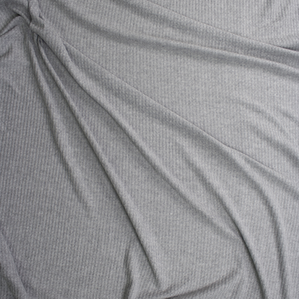 Light Grey Heather Brushed Soft Waffle Knit Fabric By The Yard - Wide shot
