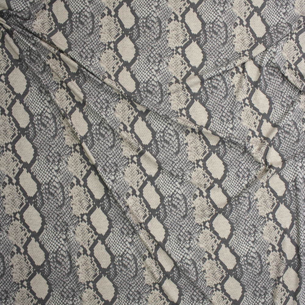 Grey and Ivory Snakeskin Hacci Sweater Knit Fabric By The Yard - Wide shot