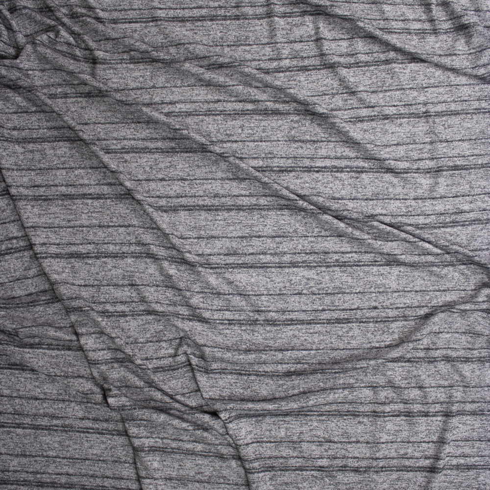 Charcoal Stripe on Heather Grey Soft Stretch Brushed Sweater Knit Fabric By The Yard - Wide shot