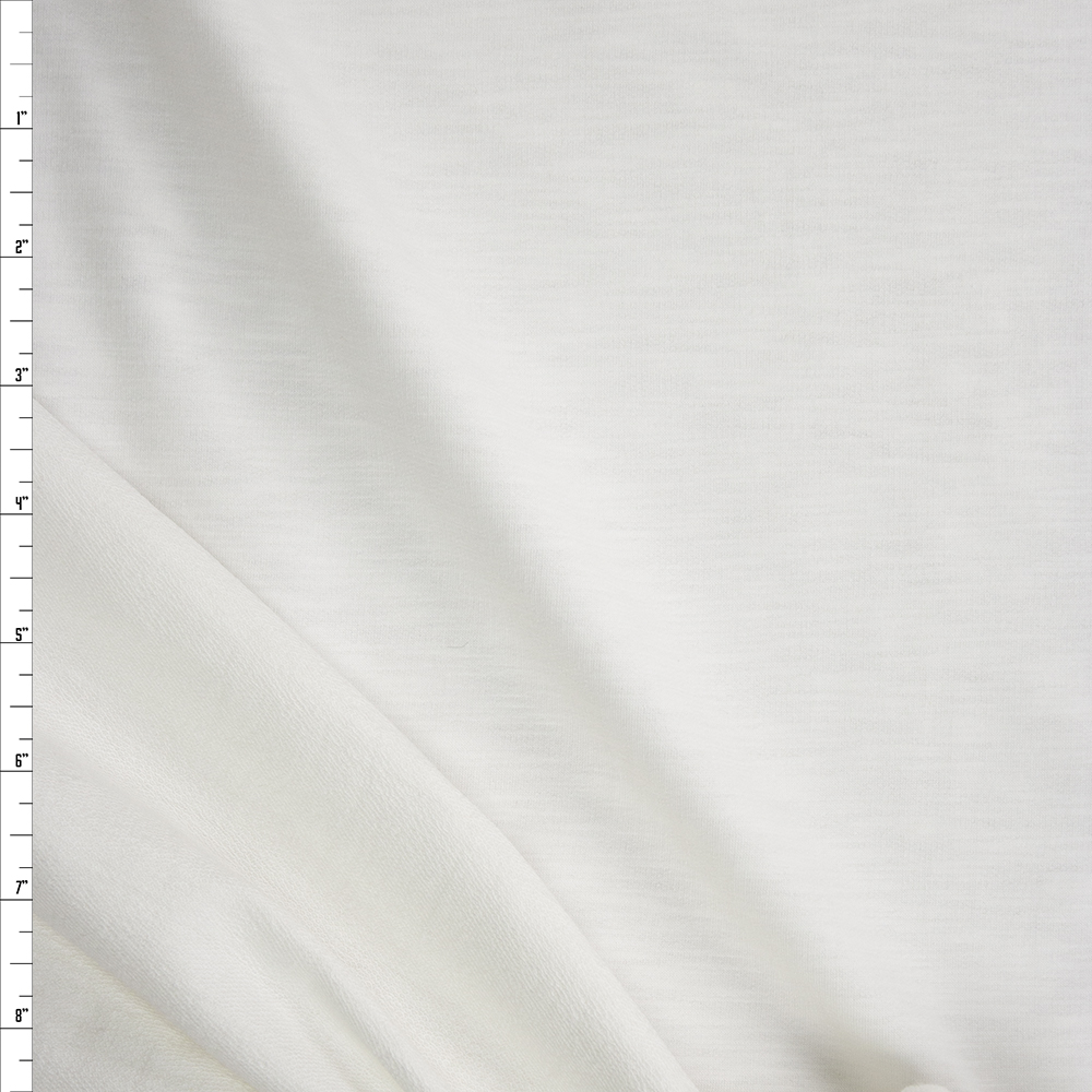 White Stretch Cotton French Terry Fabric By The Yard