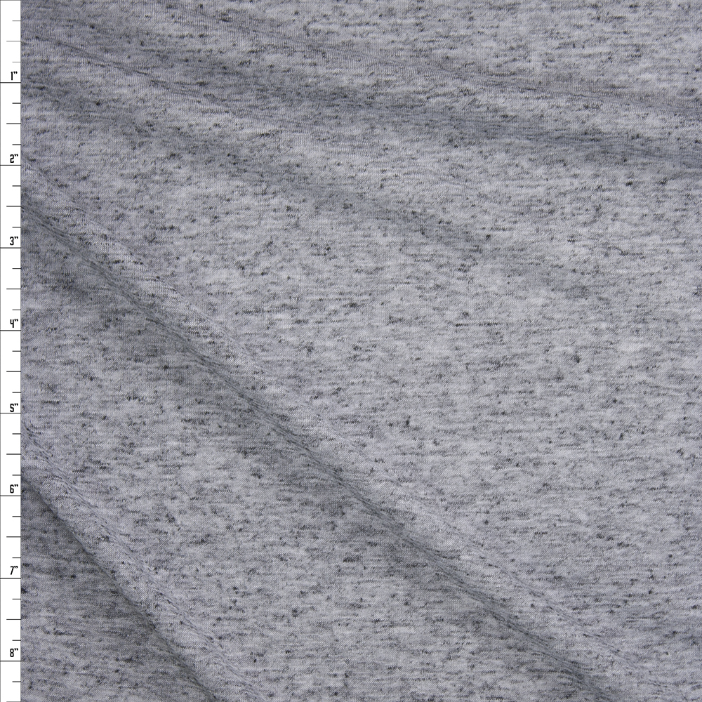 Slubbed Grey Heather Lightweight Jersey Knit Fabric By The Yard