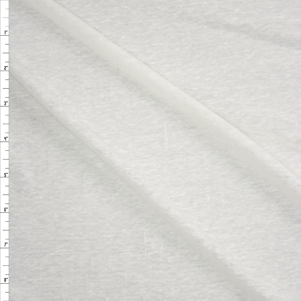 Warm White Slubbed Linen Jersey Knit Fabric By The Yard