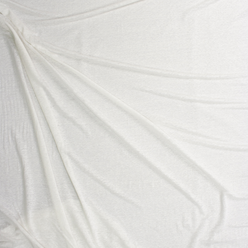 Warm White Slubbed Linen Jersey Knit Fabric By The Yard - Wide shot