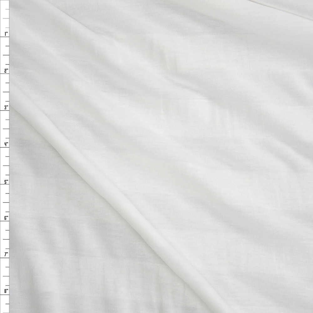 White on White Horizontal Stripe Lightweight Jersey Knit Fabric By The Yard