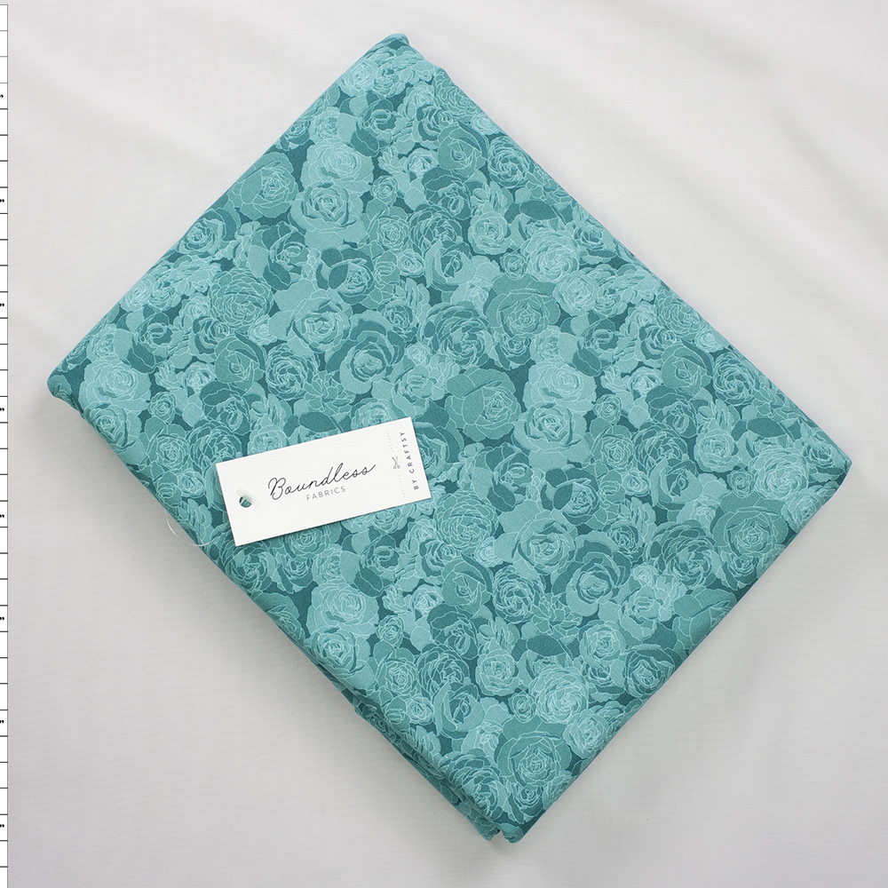 Boundless Quilter’s Cotton Soft Florals Tidepool (6y Bargain Cut) Fabric By The Yard