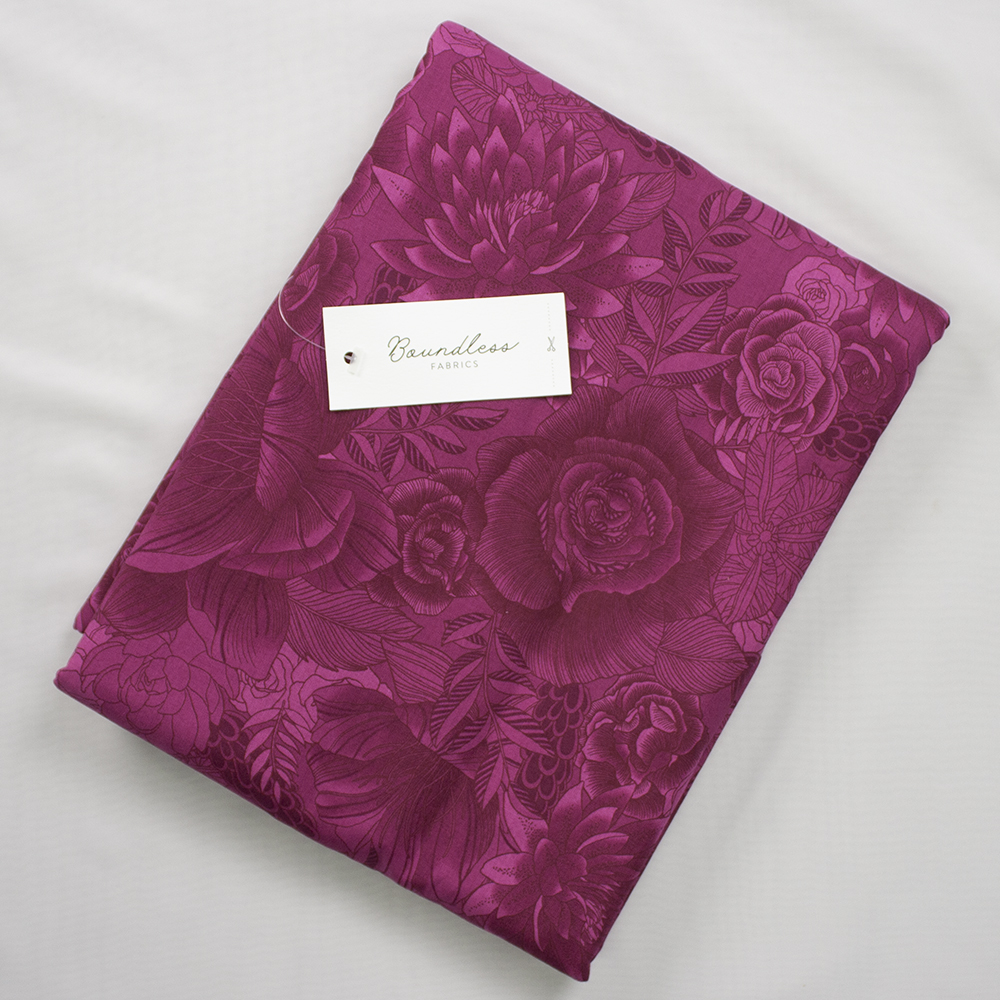 Boundless Quilter’s Cotton Floral Collage Fuchsia (6y Bargain Cut) Fabric By The Yard