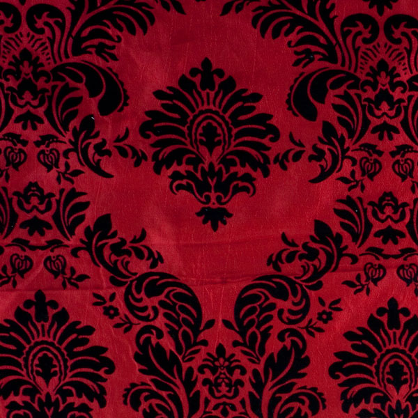 Red & Black Flocked Taffeta