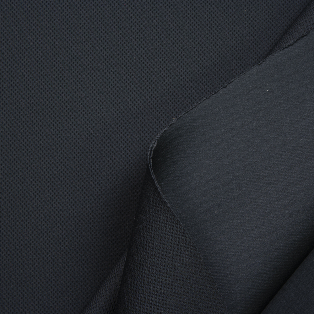 Black Perforated Texture Double Scuba Knit Fabric By The Yard - Wide shot