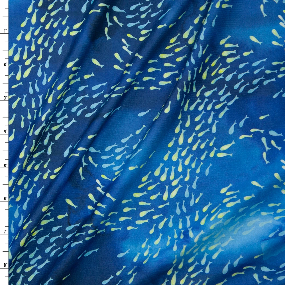 Fish School Designer Double Brushed Poly from Marketa Stengl Fabric By The Yard
