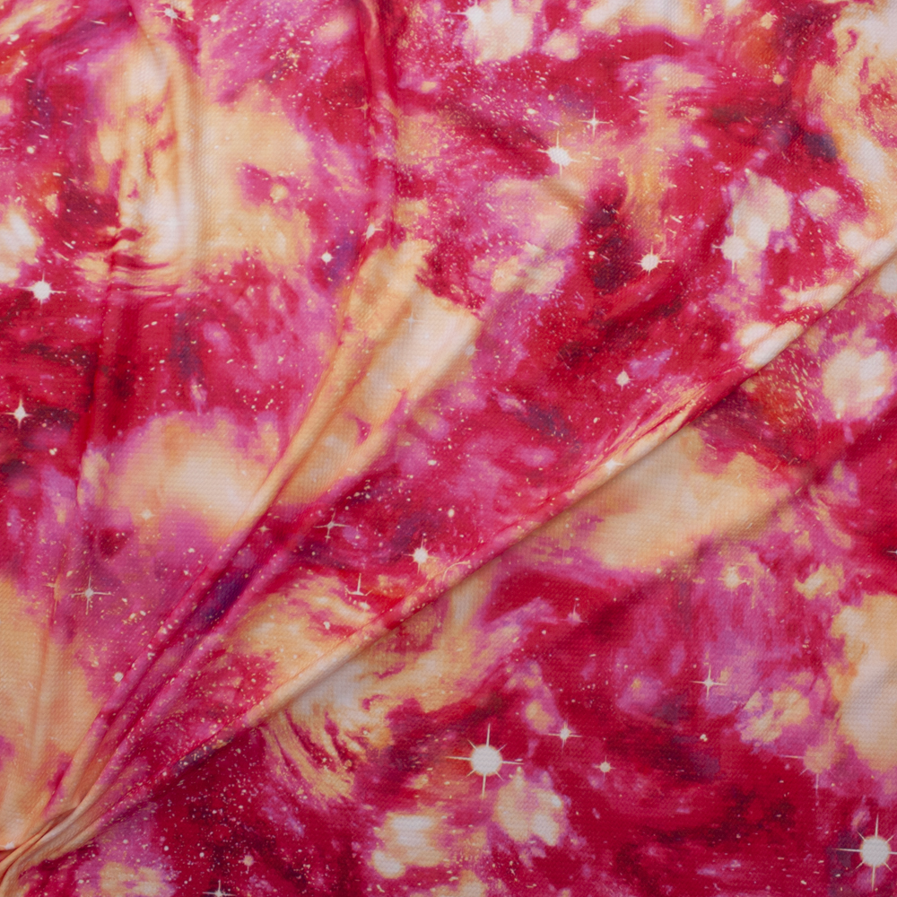 Strawberry Galaxy Bullet Liverpool Knit Fabric By The Yard - Wide shot
