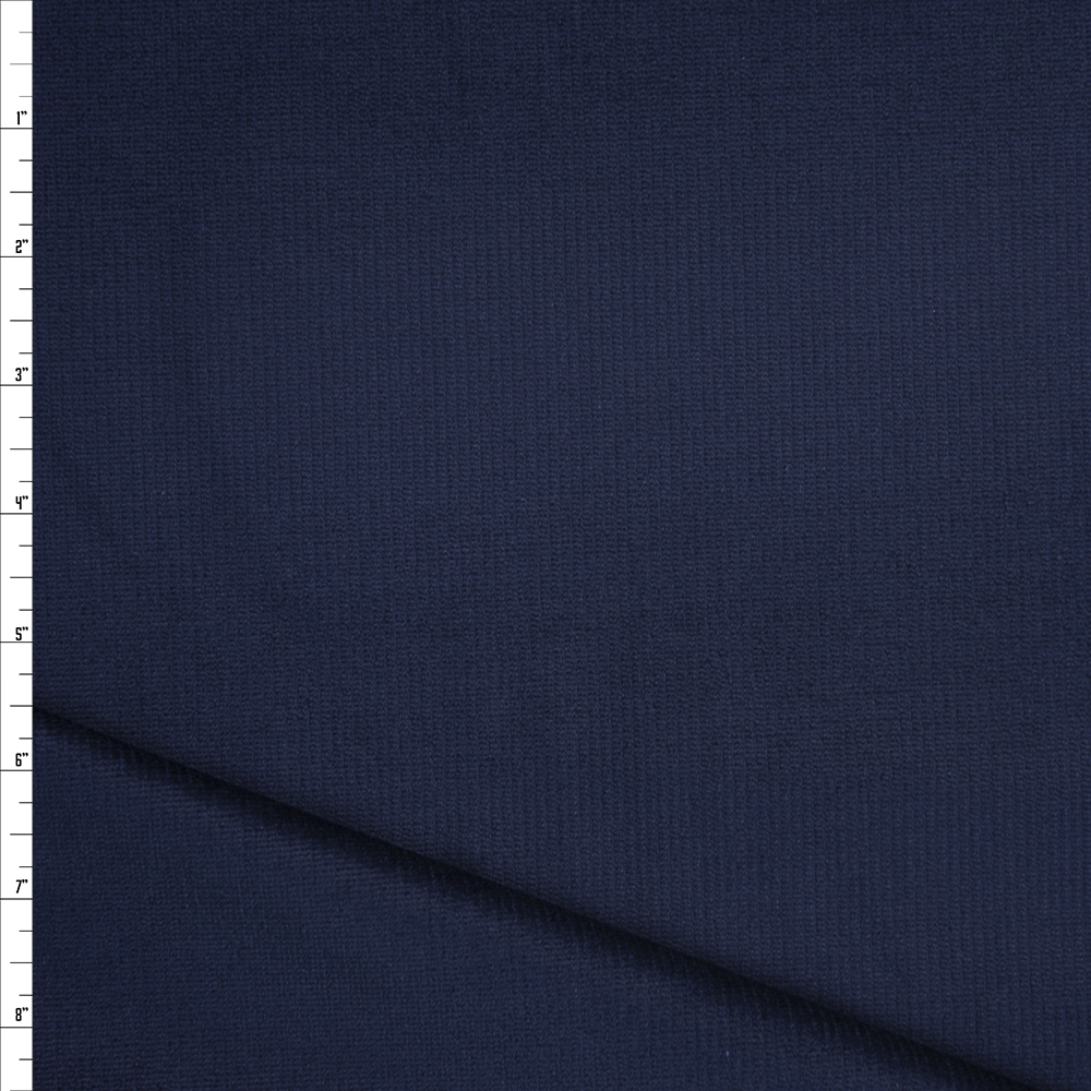 Navy Blue Stretch Corded Cotton Velvet Fabric By The Yard
