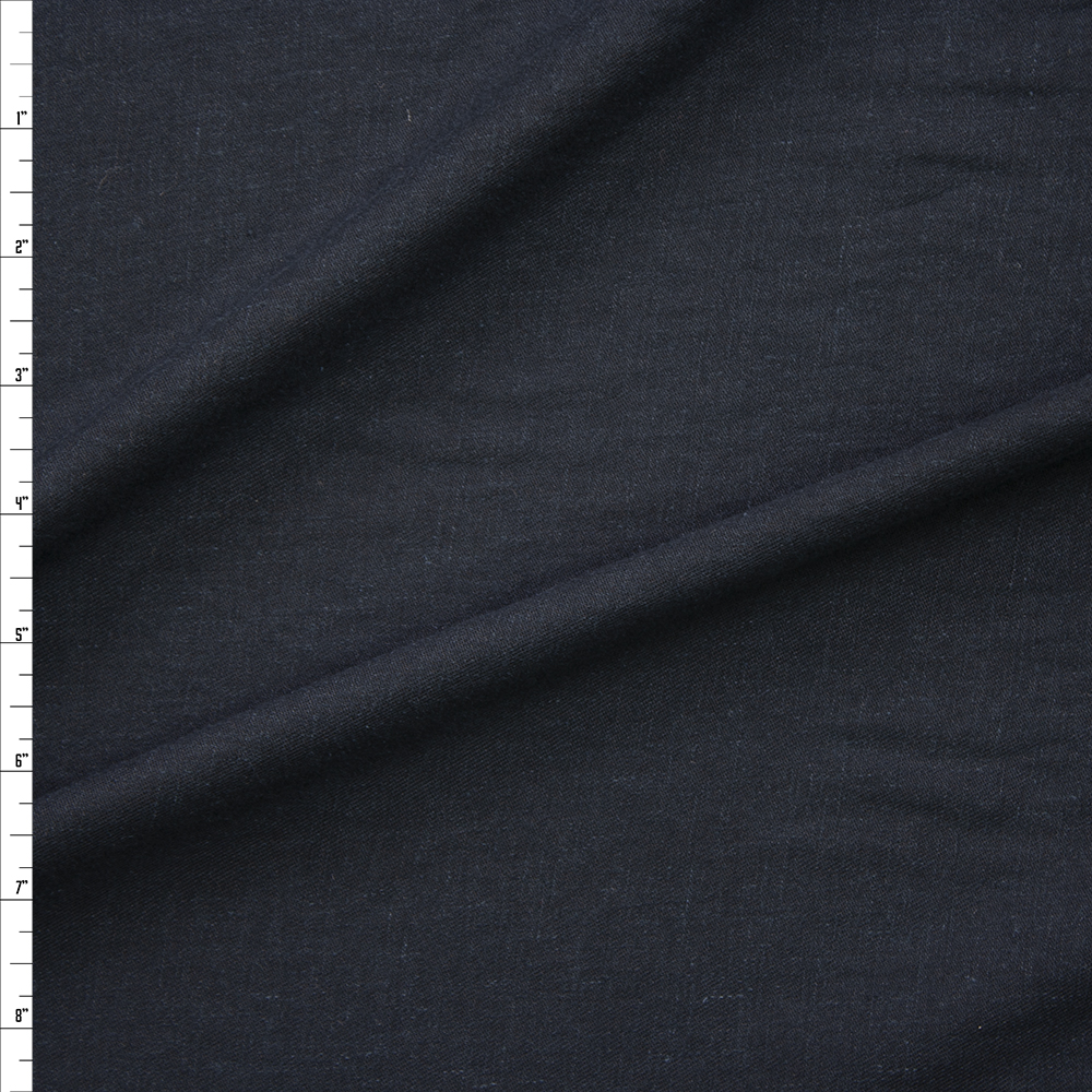 Dark Navy Rayon/Linen Blend Lightweight Twill Fabric By The Yard