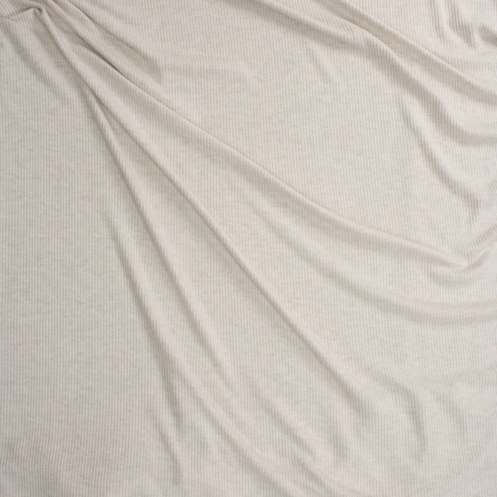 Ivory Heather Brushed Stretch Rib Knit Fabric By The Yard - Wide shot