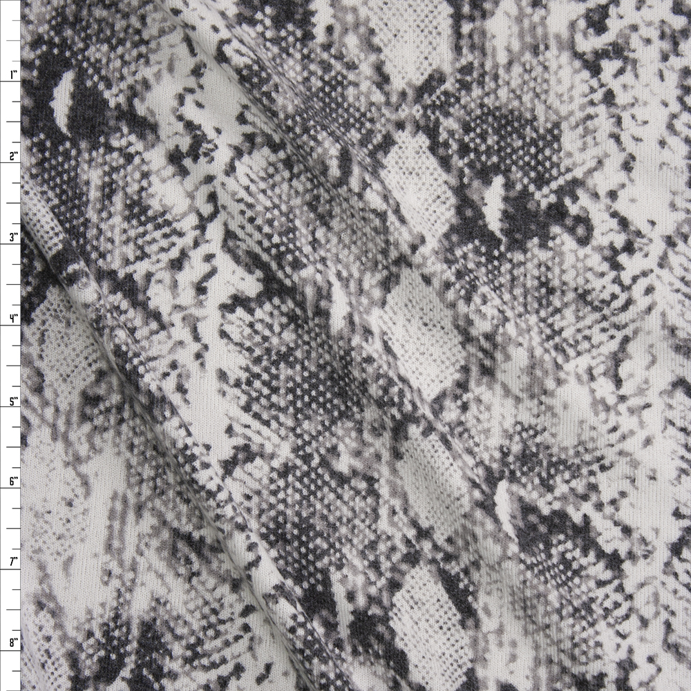 Grey and White Snakeskin Soft Brushed Sweater Knit Fabric By The Yard