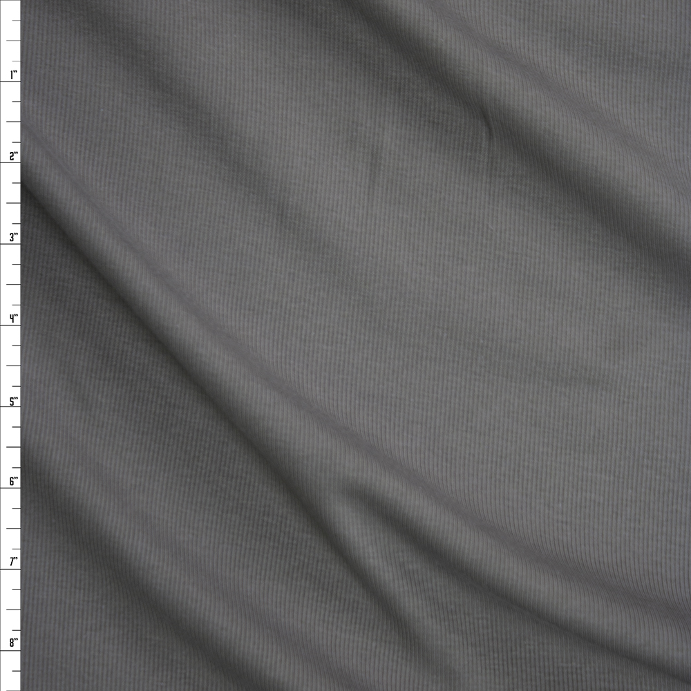 Solid Medium Grey Midweight Rib Knit Fabric By The Yard