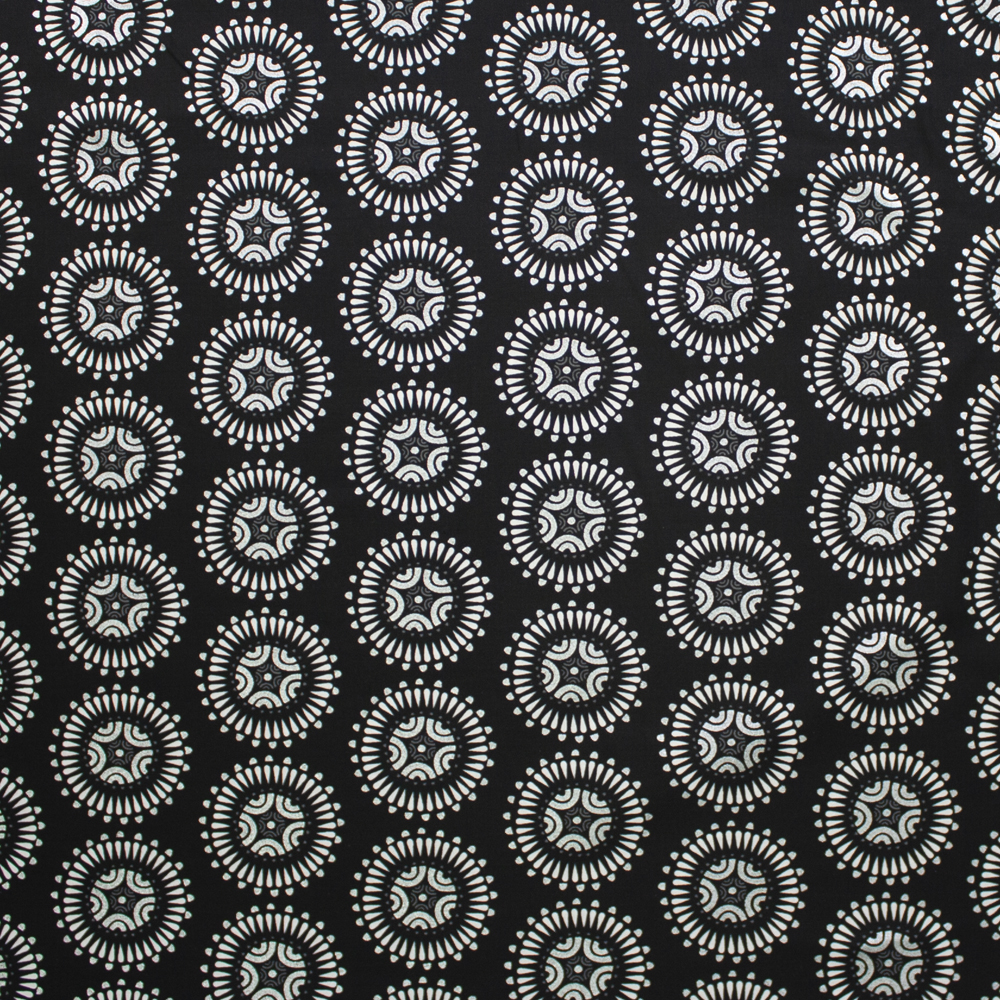 Via Metallic Silver and White Medallion Quilter’s Cotton Print from Boundless Fabrics Fabric By The Yard - Wide shot