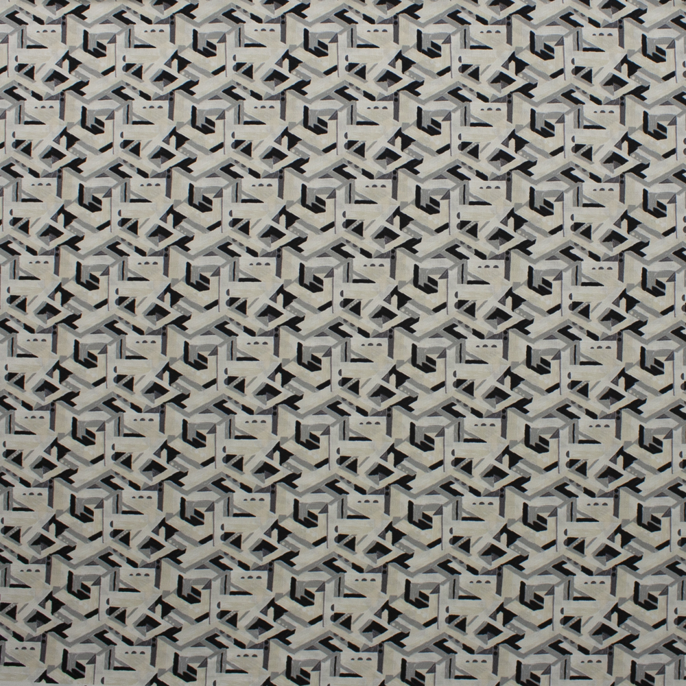 Via Geometric Brushstroke Ivory and Grey Quilter’s Cotton Print from Boundless Fabrics Fabric By The Yard - Wide shot