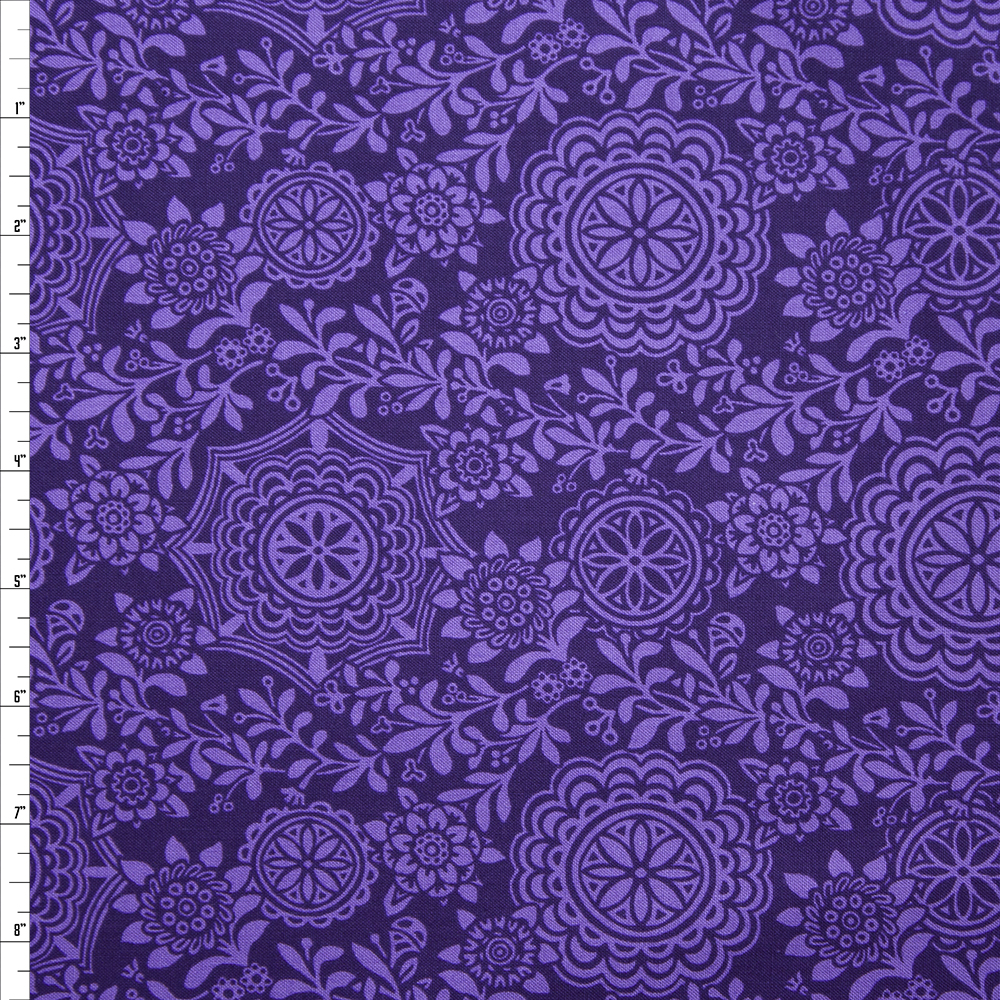Rhapsody Medallion Plum Quilter’s Cotton Print from Boundless Fabrics Fabric By The Yard