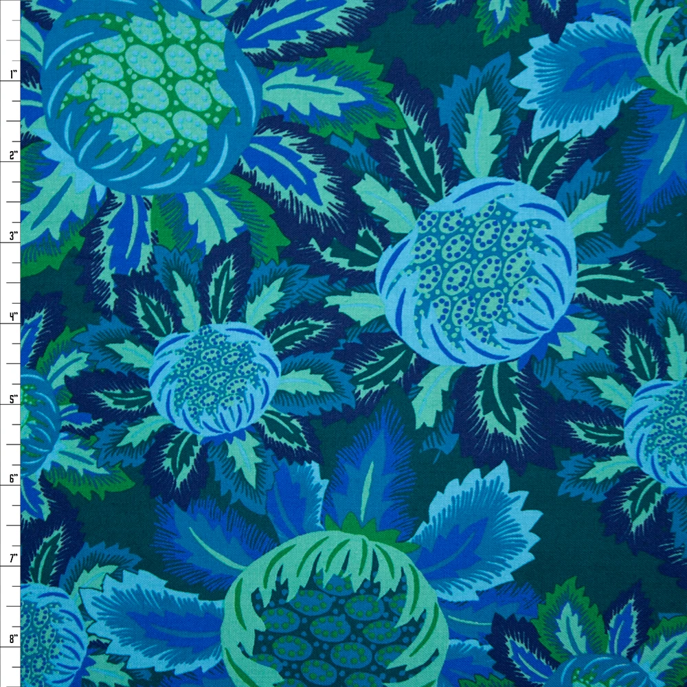 Rhapsody Large Floral Emerald and Aqua Quilter’s Cotton Print from Boundless Fabrics Fabric By The Yard
