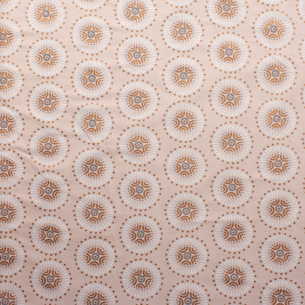 Via Metallic Copper and Blush Medallions Quilter’s Cotton Print from Boundless Fabrics Fabric By The Yard - Wide shot