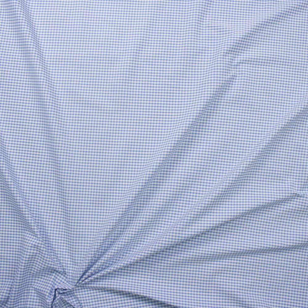 Sky Blue and White 1/8” Gingham Seersucker Fabric By The Yard - Wide shot