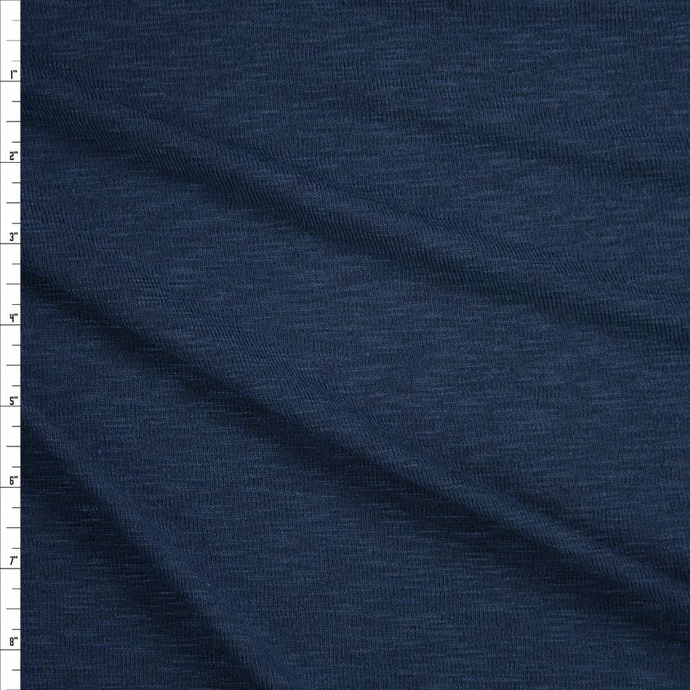 Navy Slubbed Stretch Sweater Knit Fabric By The Yard