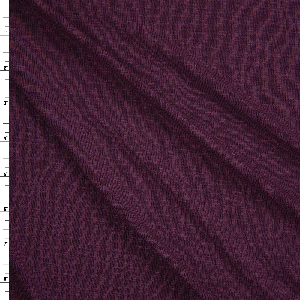 Plum Slubbed Stretch Sweater Knit Fabric By The Yard